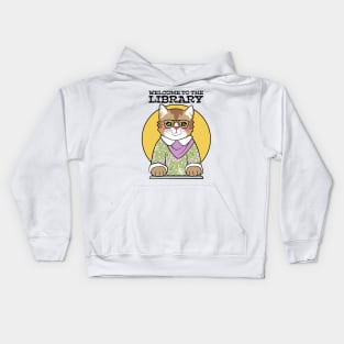 Library Welcome Pretty Cat Librarian Kids Hoodie